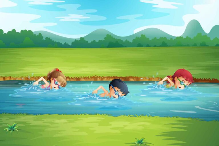Children Swimming in the Great Outdoors